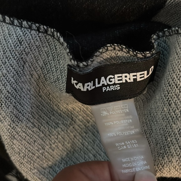 Karl Lagerfeld Black and Silver Ces’t Lavie Logo  Scarf - Picture 5 of 16